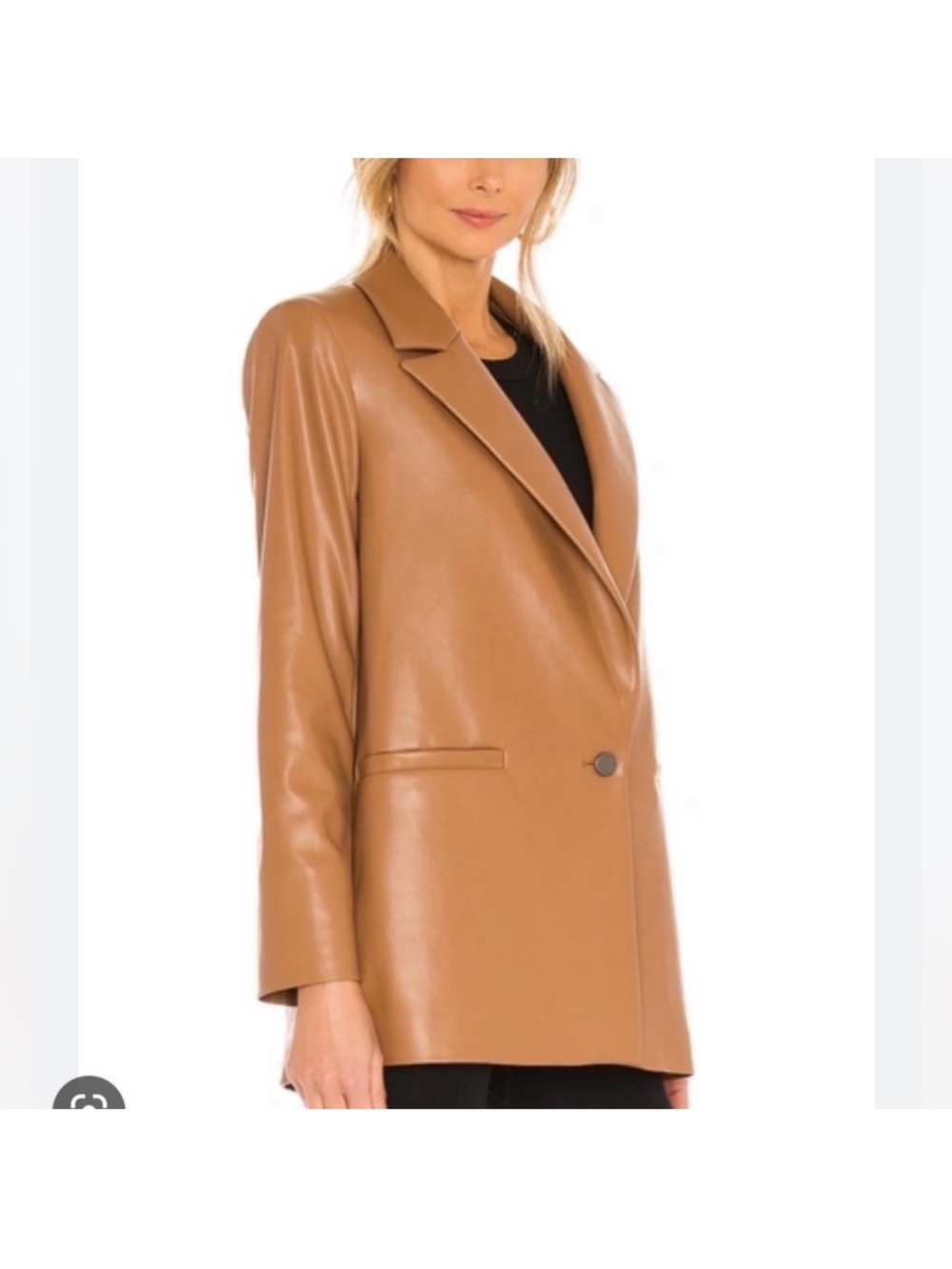 Alice and Olivia Dunn vegan leather blazer Carmel color size XS - Picture 2 of 8